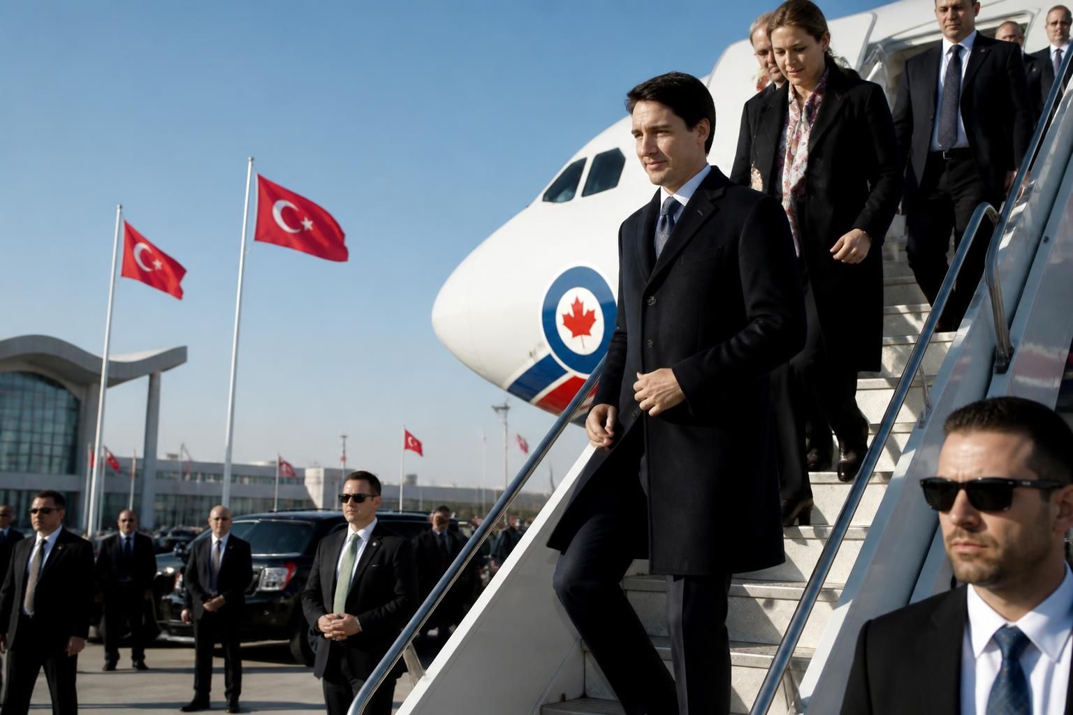 le premier ministre canadien arrive à ankara pour prendre part au sommet stratégique des chefs d'état de l'otan, un événement clé pour la coopération internationale.