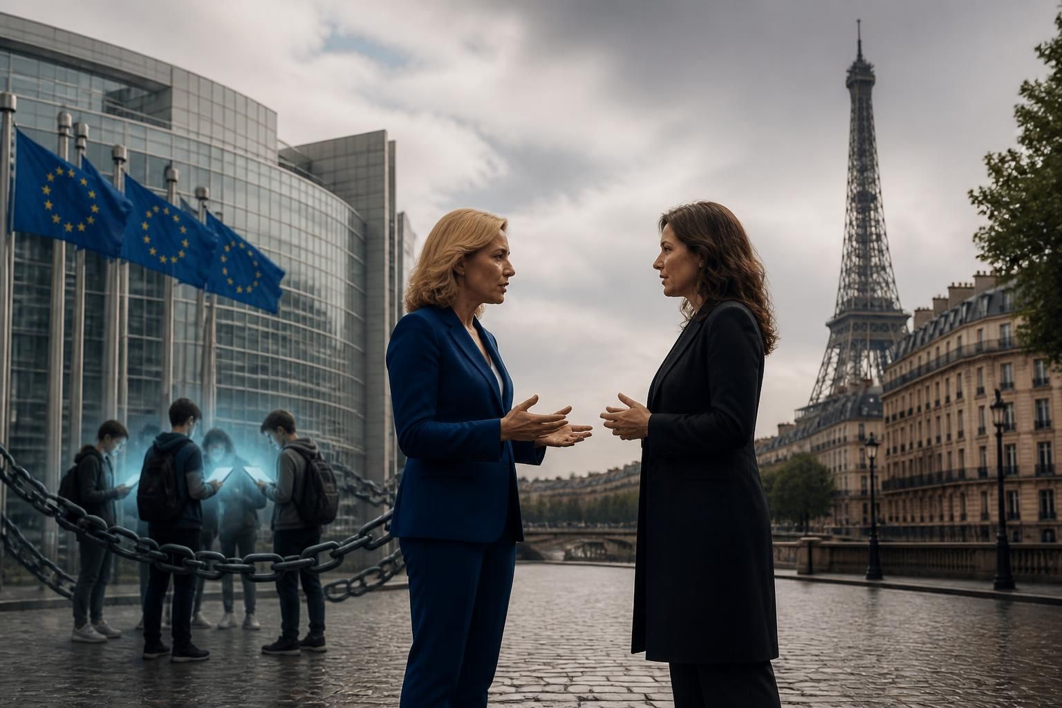bruxelles critique la gestion française de la protection des mineurs tout en appuyant fermement ses efforts pour lutter contre les dangers des réseaux sociaux.