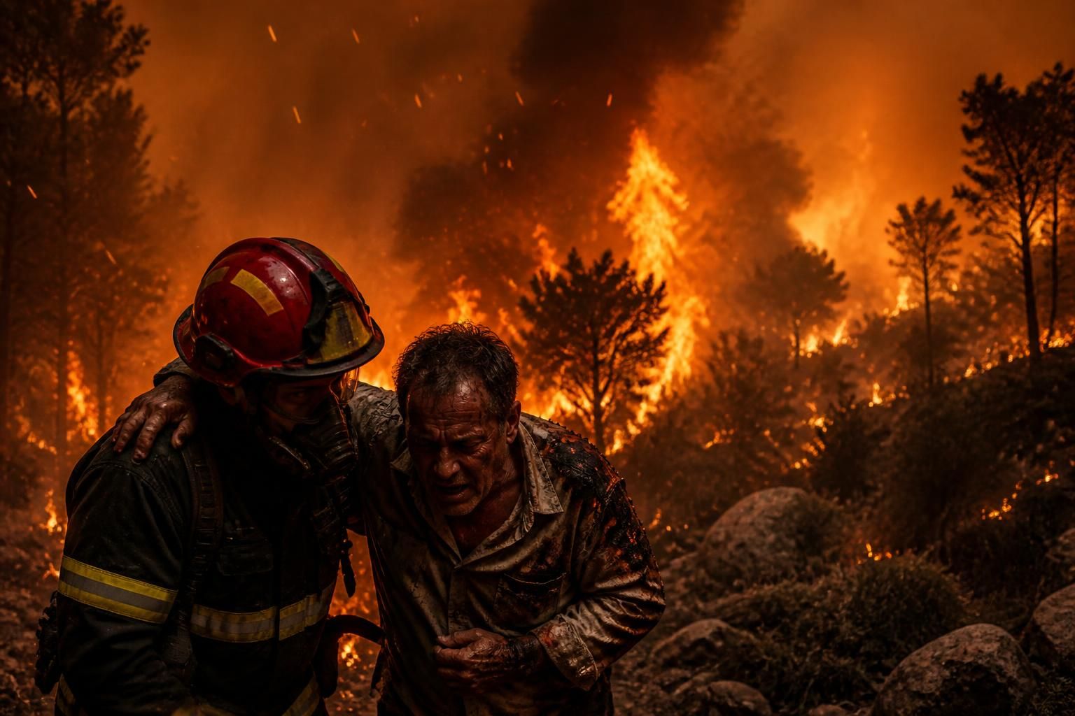 incendie majeur dans les pyrénées-orientales : l'urgence s'accentue avec un pompier et un habitant en danger critique, efforts de secours en cours.