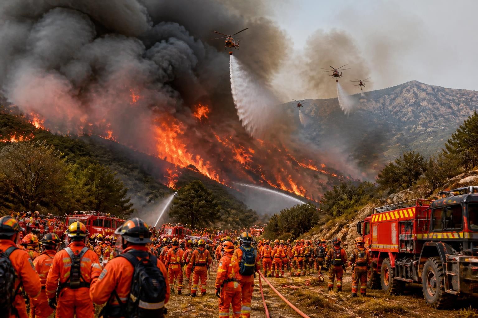 un violent incendie dévaste près de 1000 hectares dans les pyrénées-orientales. 500 pompiers sont mobilisés pour maîtriser le feu et protéger les habitations.