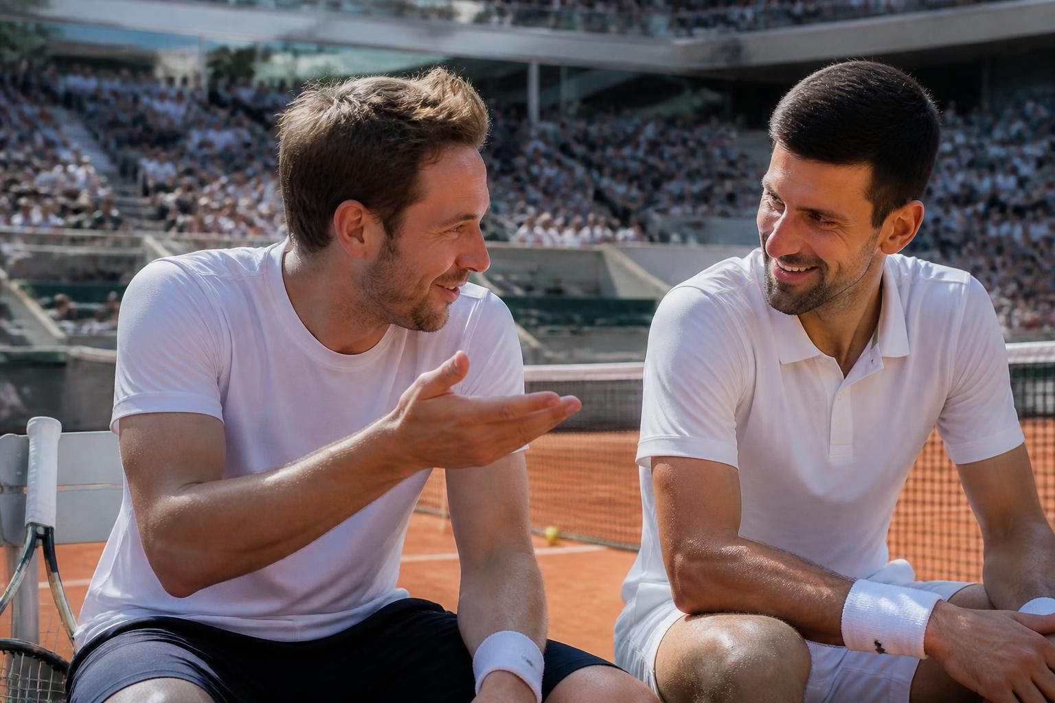 découvrez la remarque complice de safiullin à djokovic qui a fait sourire le champion, dans un moment chaleureux sur le circuit du tennis.